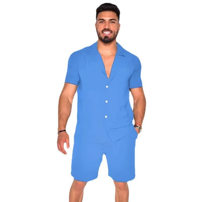 Men's Summer Short Sleeve Shorts Suit