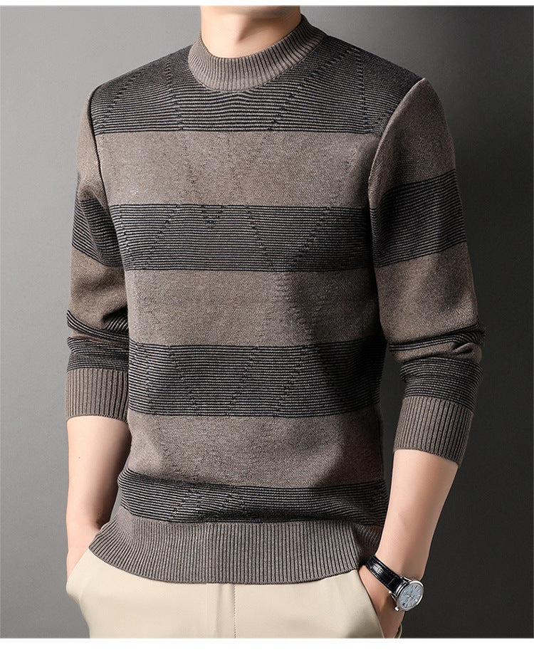 Men's Fashion Colorblock High Round Neck Knitwear Sweater