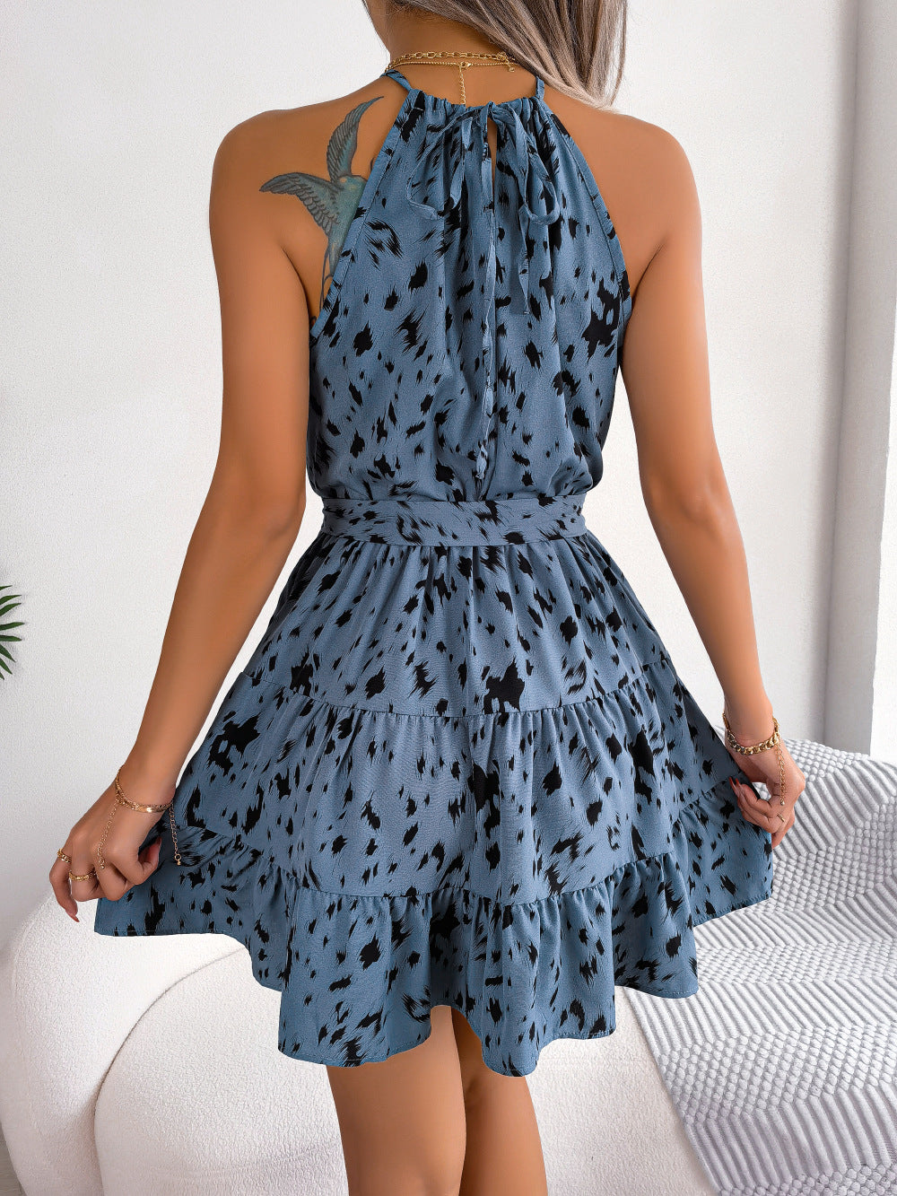 Leopard Print Casual Swing Dress Summer for Women