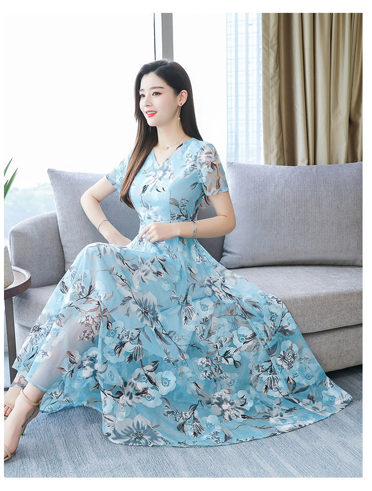 Floral Long Skirt Plus Size Women's Printed Dress