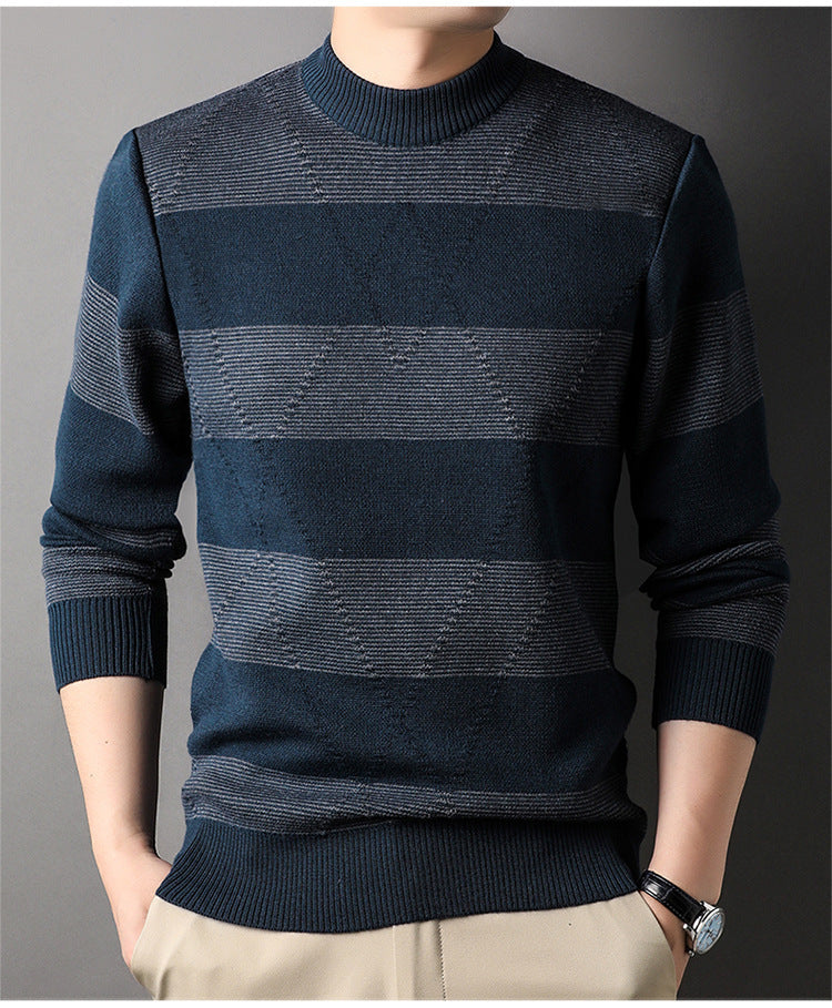 Men's Fashion Colorblock High Round Neck Knitwear Sweater