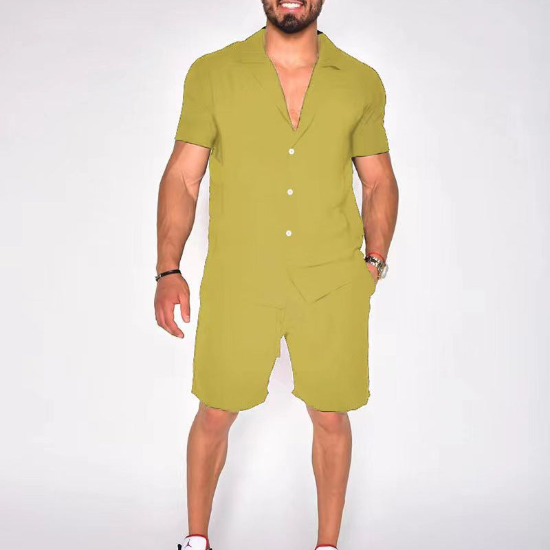 Men's Summer Short Sleeve Shorts Suit