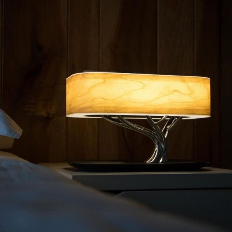 Creative blue tooth wooden Table Lamp with music