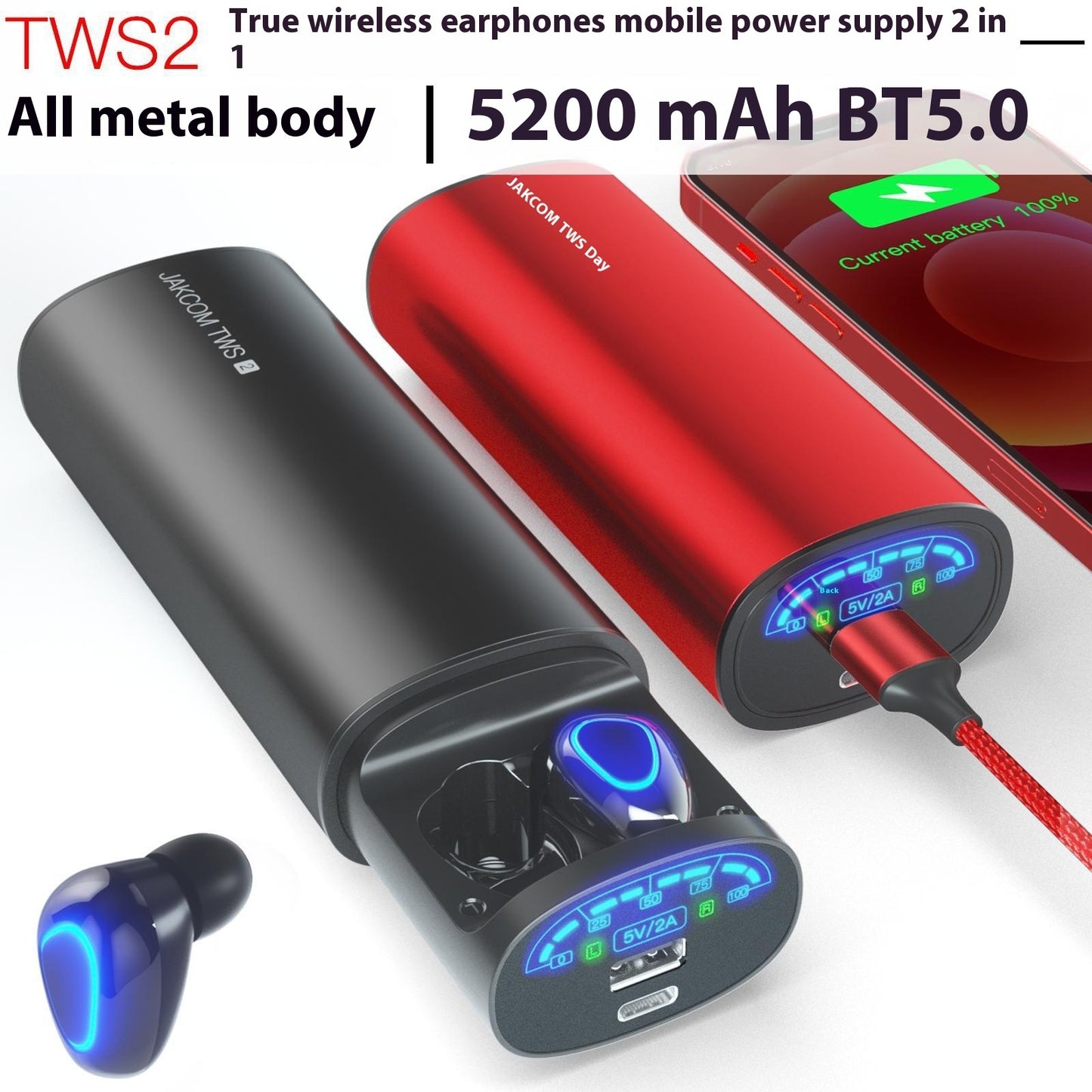 TWS2 True Wireless Bluetooth Headset Power Bank