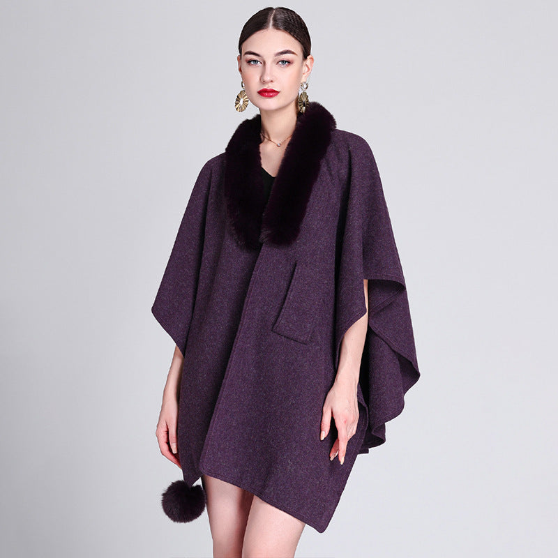 Rabbit Fur Collar Cape And Shawl Female