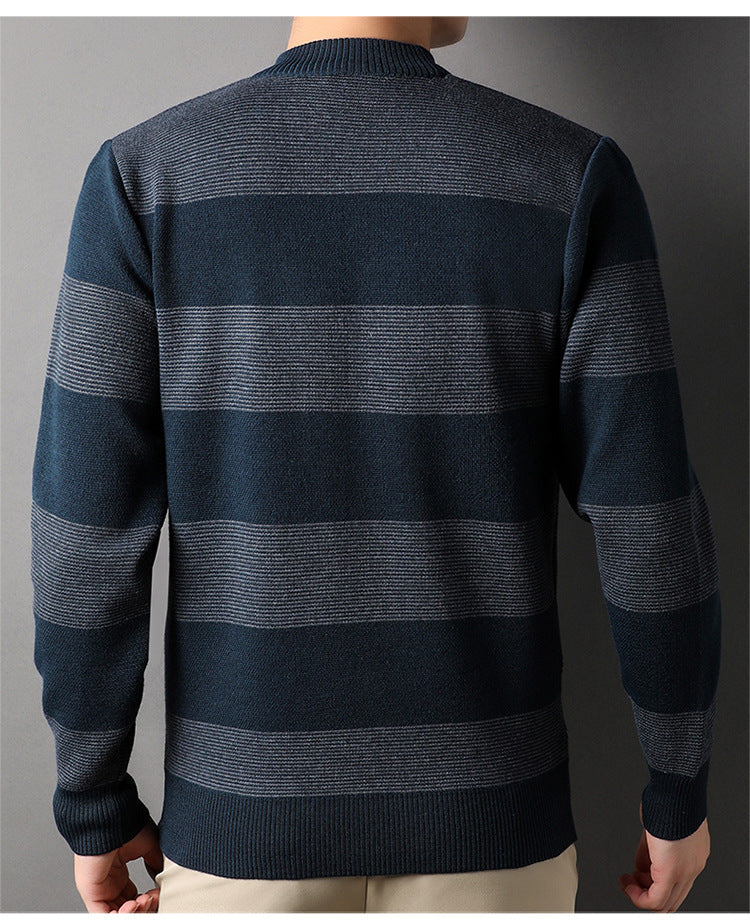 Men's Fashion Colorblock High Round Neck Knitwear Sweater