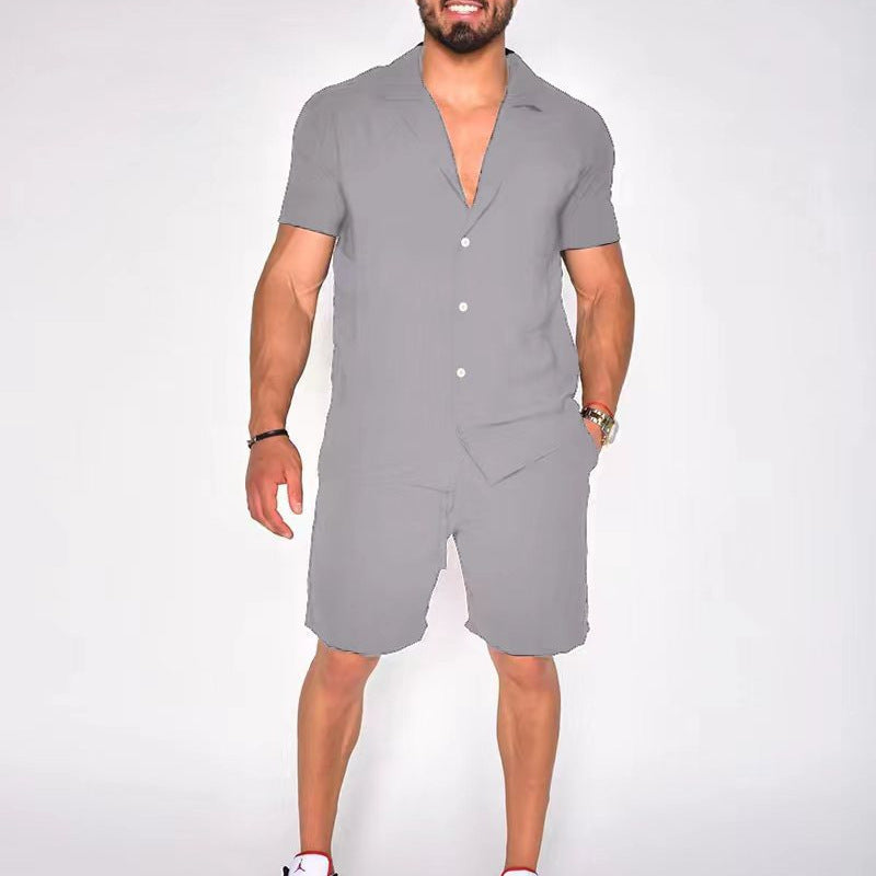 Men's Summer Short Sleeve Shorts Suit