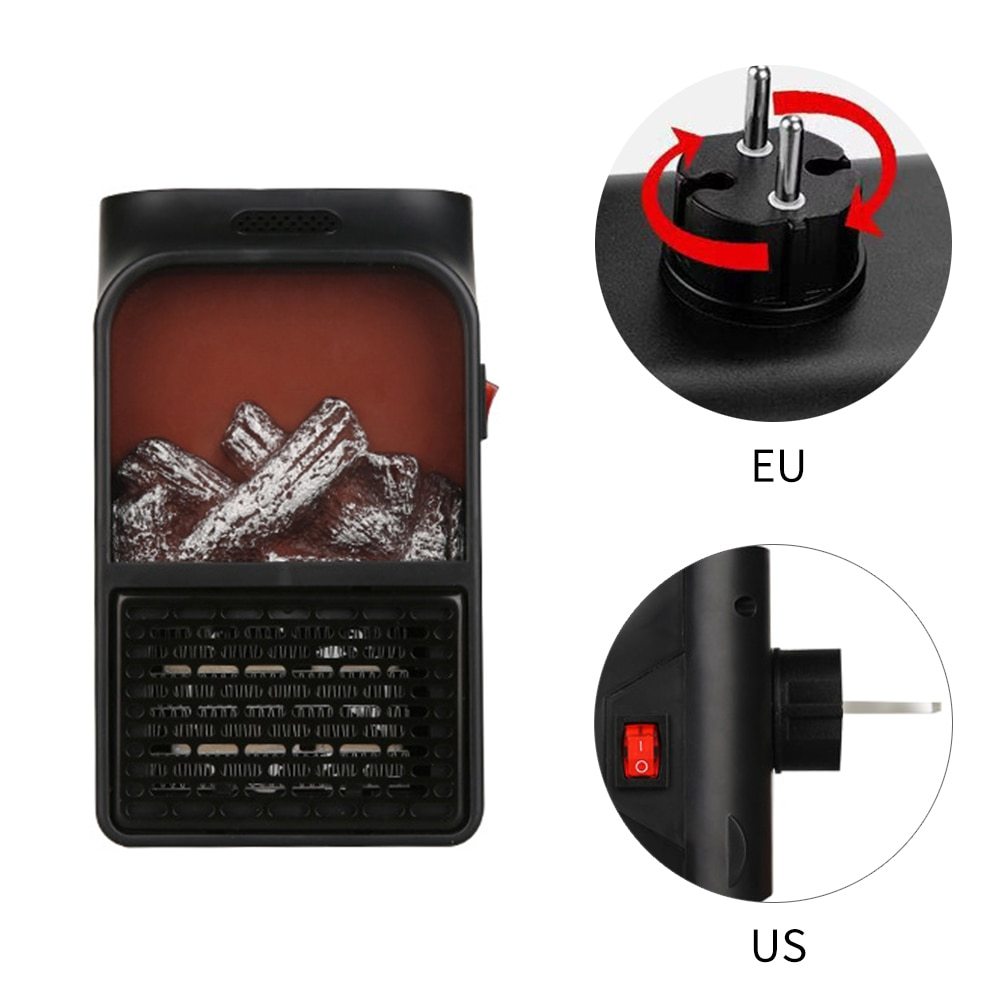 Mini Electric Fireplace Heater Electric Heater with Log Flame Effect Warm Air Heater Fanr 220V 50Hz