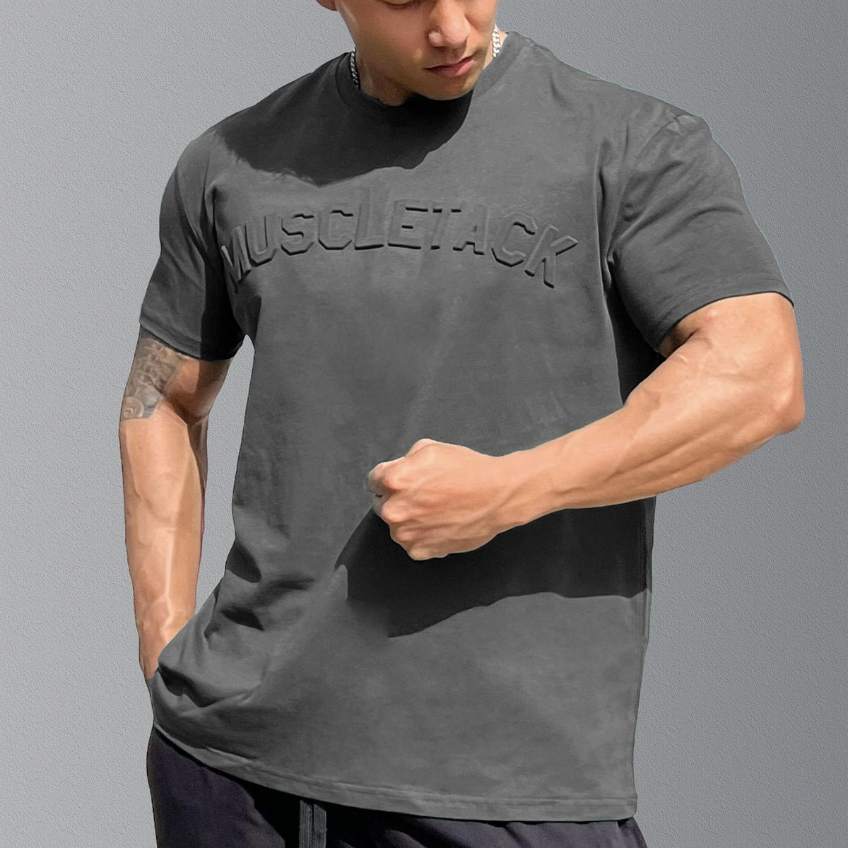 Men's Sports Loose Cotton Workout Short Sleeve T-shirt