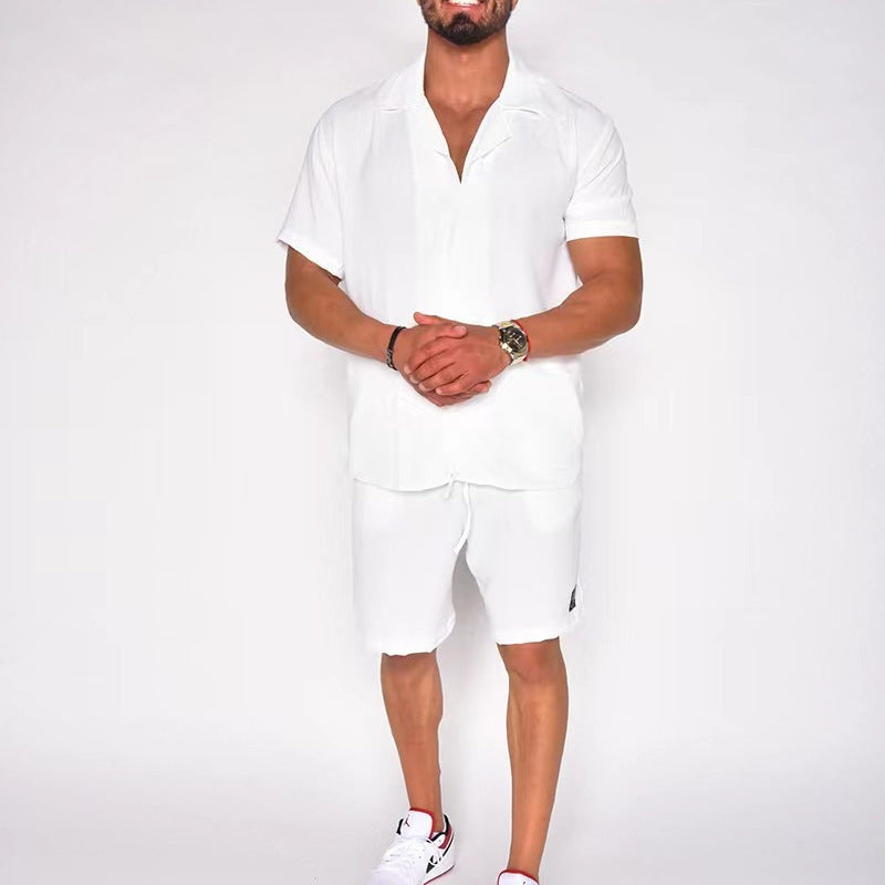 Men's Summer Short Sleeve Shorts Suit