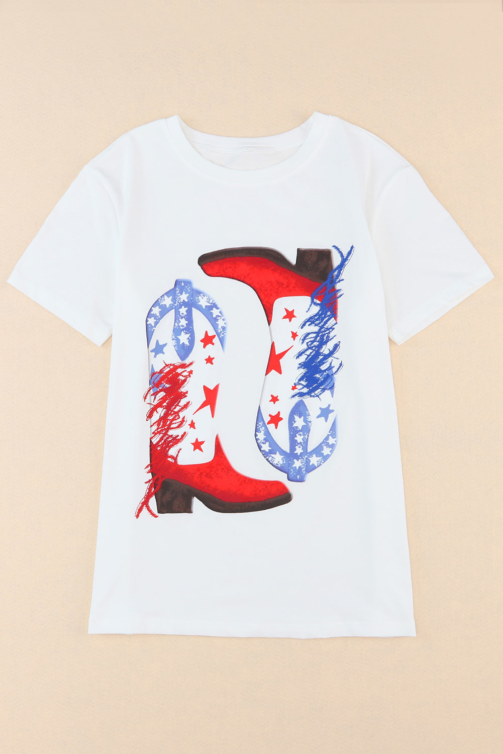 White American Flag Boots Pattern Graphic Tee