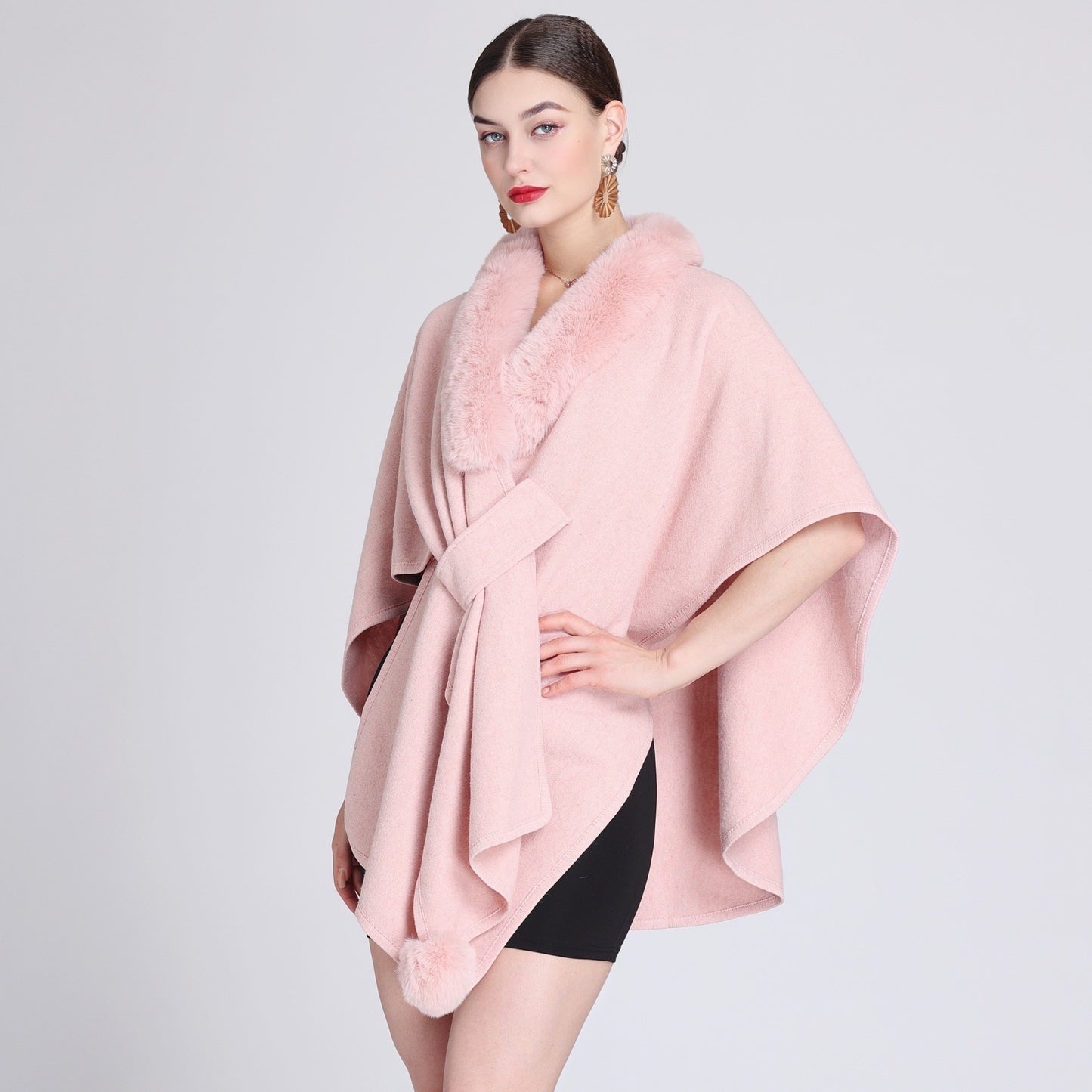 Rabbit Fur Collar Cape And Shawl Female