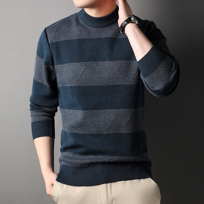 Men's Fashion Colorblock High Round Neck Knitwear Sweater