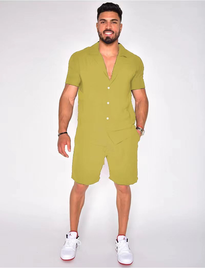 Men's Summer Short Sleeve Shorts Suit