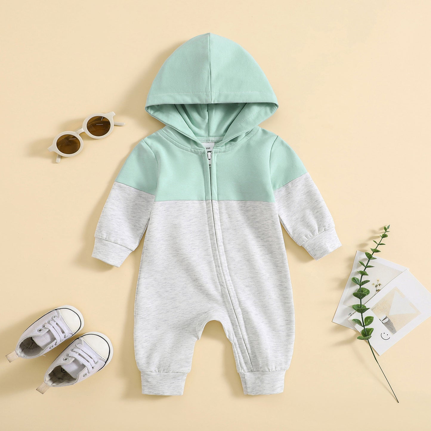 European And American Autumn And Winter Infant Long-sleeved Hooded Zipper Romper