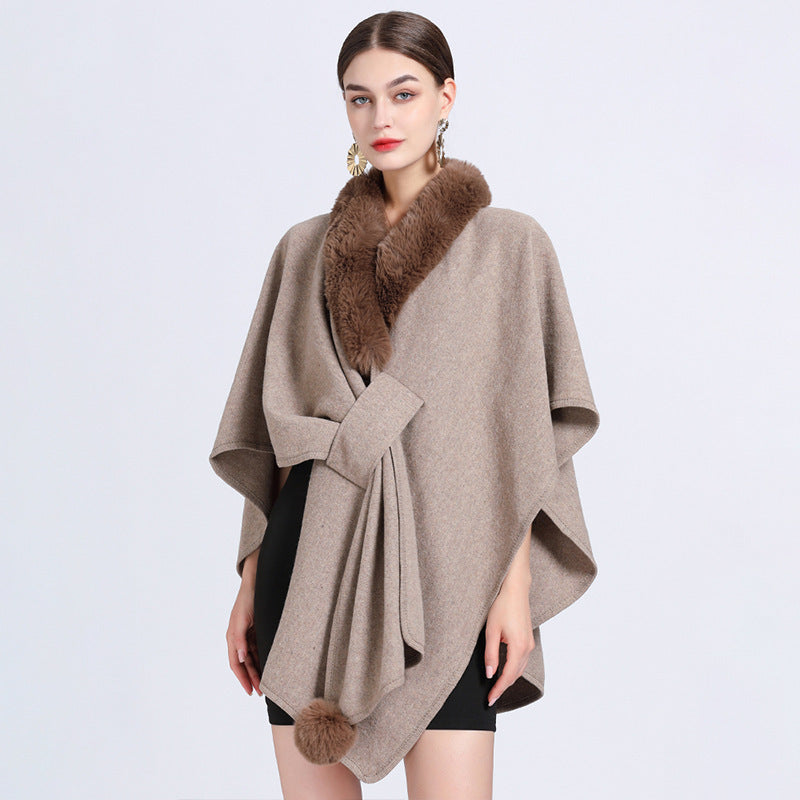 Rabbit Fur Collar Cape And Shawl Female