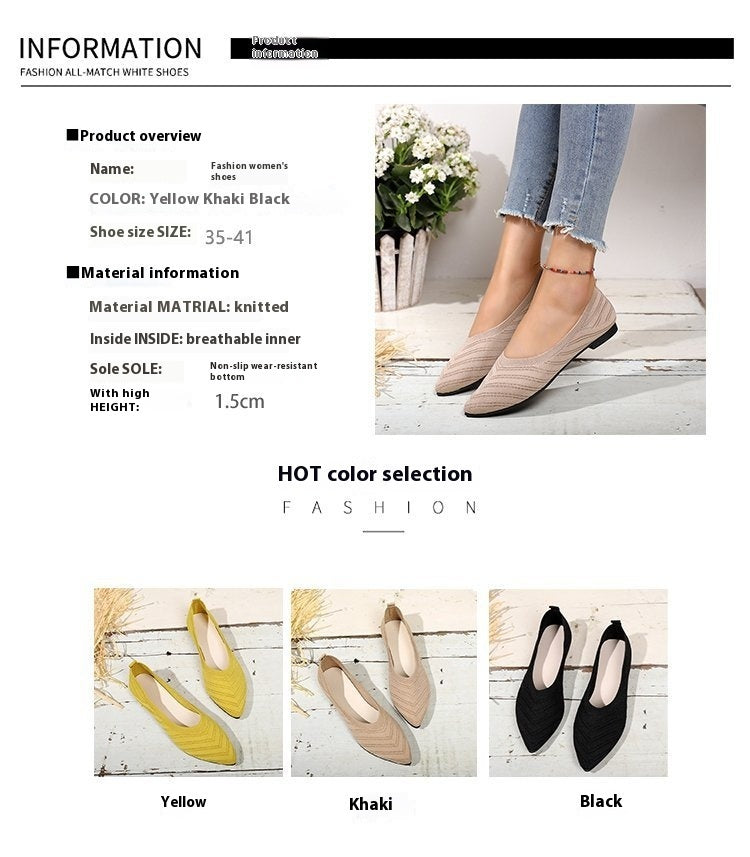 Women's Comfortable Low-cut Square Toe Flat Shoes