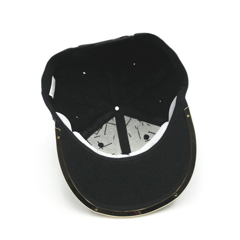 Men's Fireworks Colorful Crystals Metal Edging Hiphop Performance Peaked Cap