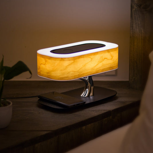 Creative blue tooth wooden Table Lamp with music