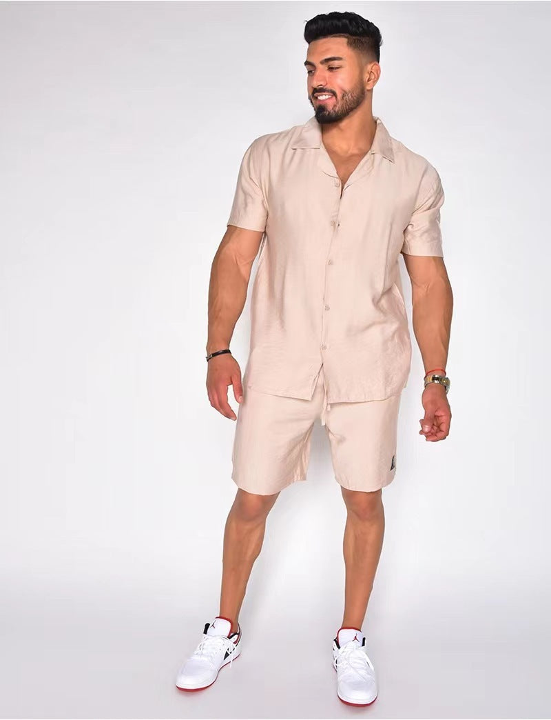 Men's Summer Short Sleeve Shorts Suit