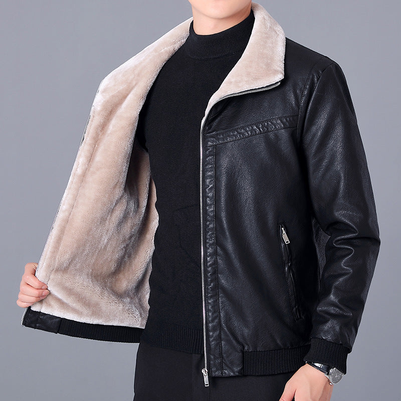 Men's Fashion American Hong Kong Style PU Leather Short Jacket