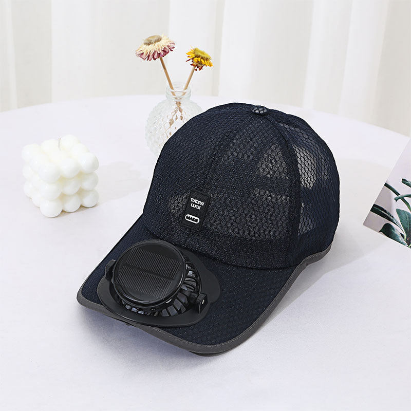 Solar Charging Belt Fan Hat Men And Women Breathable Mesh Sun Protection