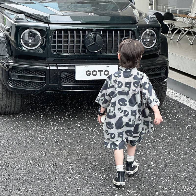 Korean Style Medium And Big Children Fashion Two-piece For Boys