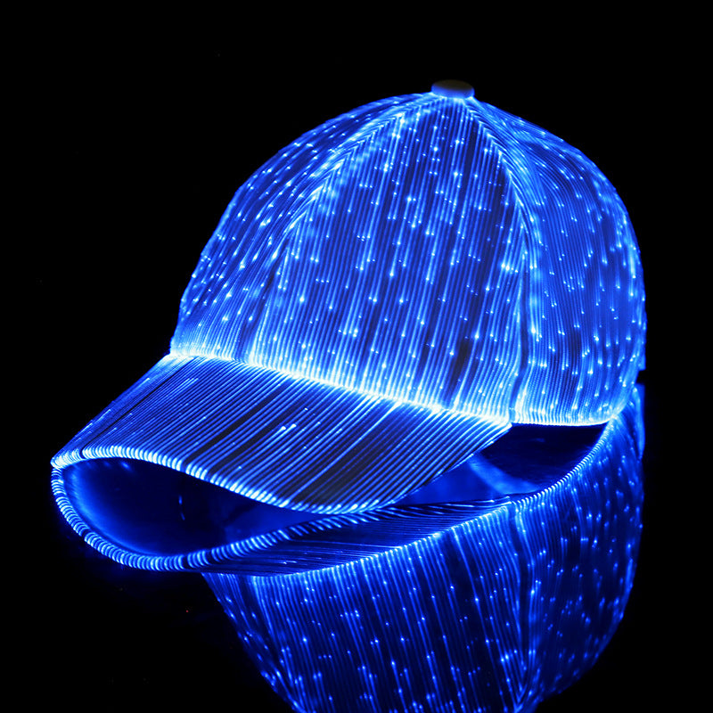 Luminous Baseball Cap Korean New Breathable LED Light Fiber Fluorescent Cap Outdoor Sun-poof Peaked Cap Cross-border