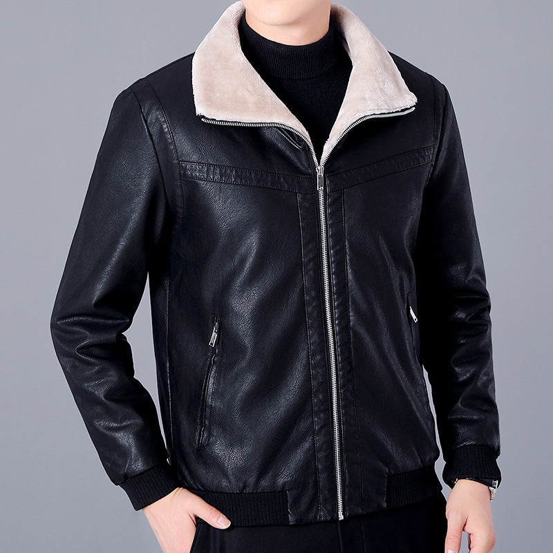 Men's Fashion American Hong Kong Style PU Leather Short Jacket