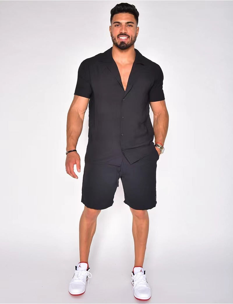 Men's Summer Short Sleeve Shorts Suit