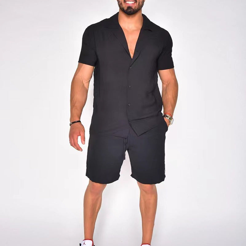 Men's Summer Short Sleeve Shorts Suit