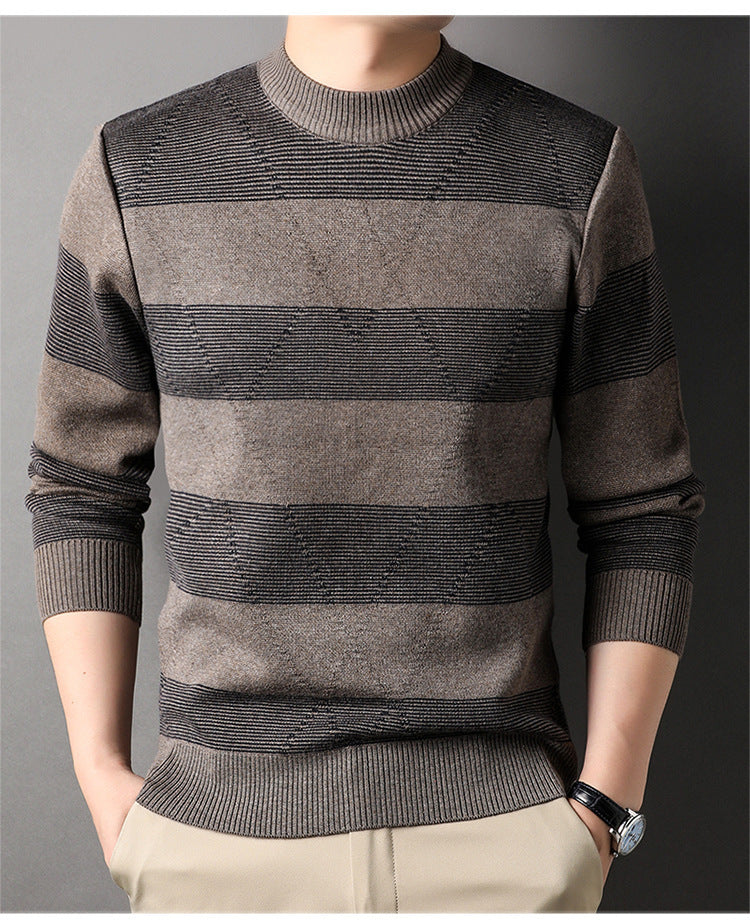 Men's Fashion Colorblock High Round Neck Knitwear Sweater