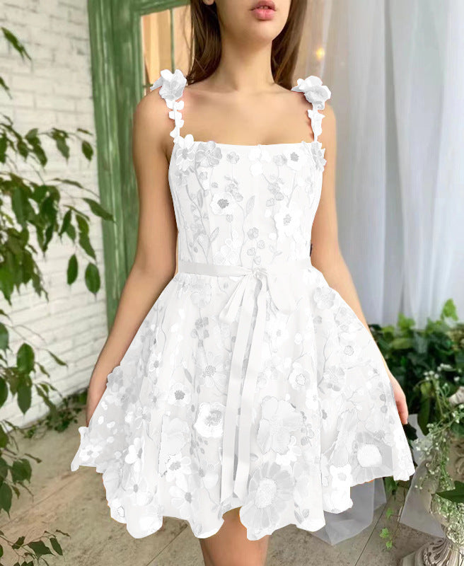 Flower Embroidery Dress Summer For Womens