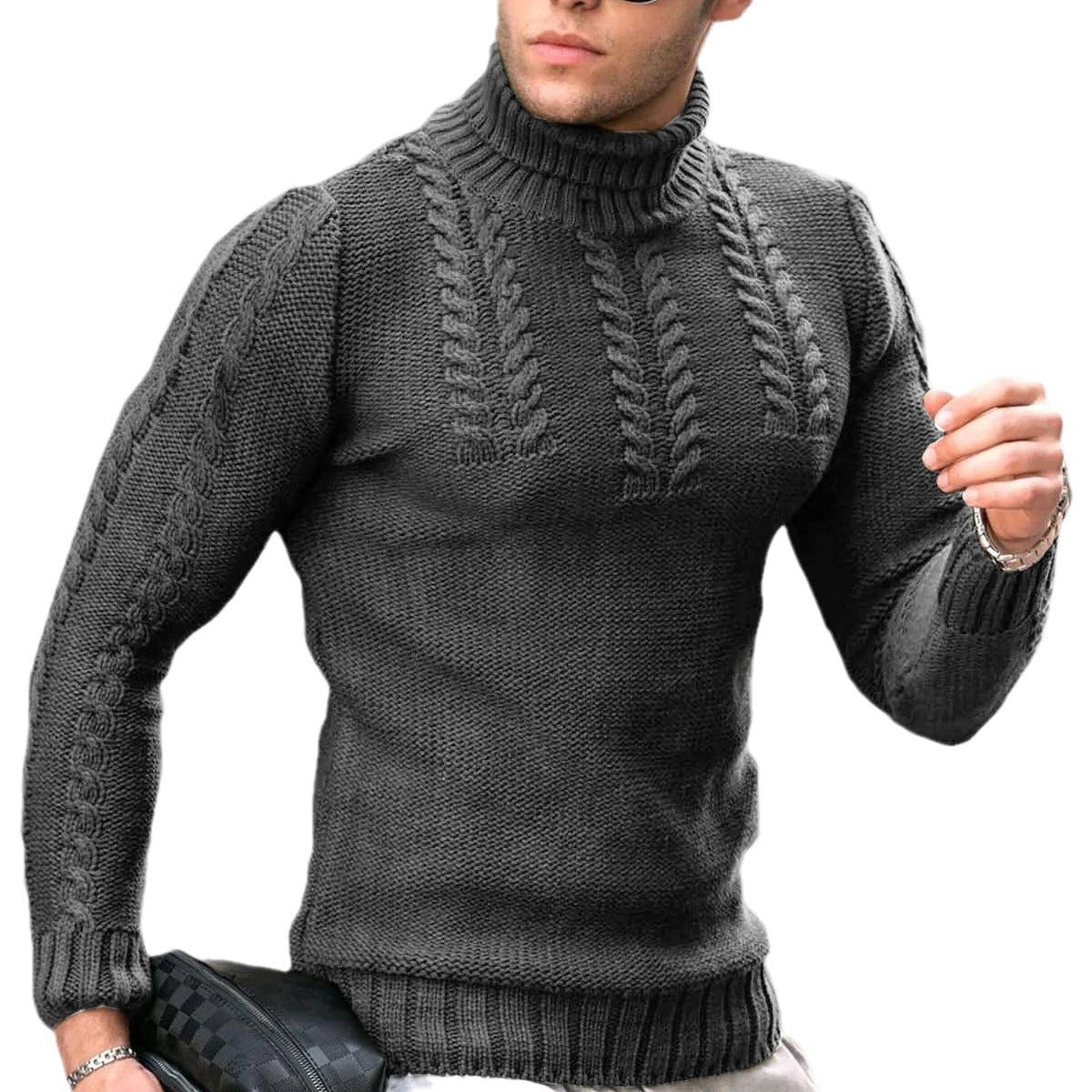 Men's Turtleneck Twisted Long-sleeved Sweater Thermal Head Cover