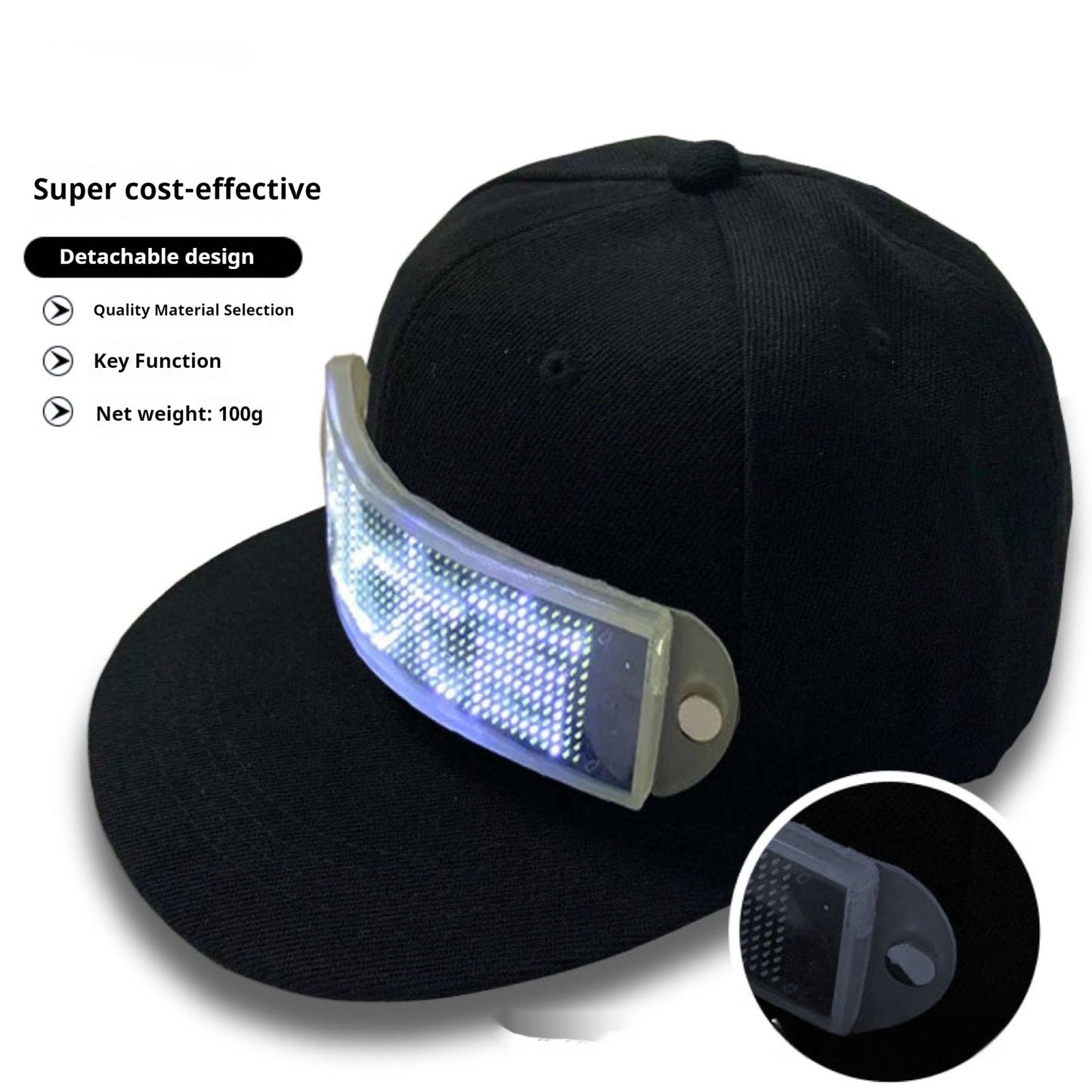 LED Cap Luminous Advertising Cap Display APP Control Word Change Multi-language Flexible External Screen