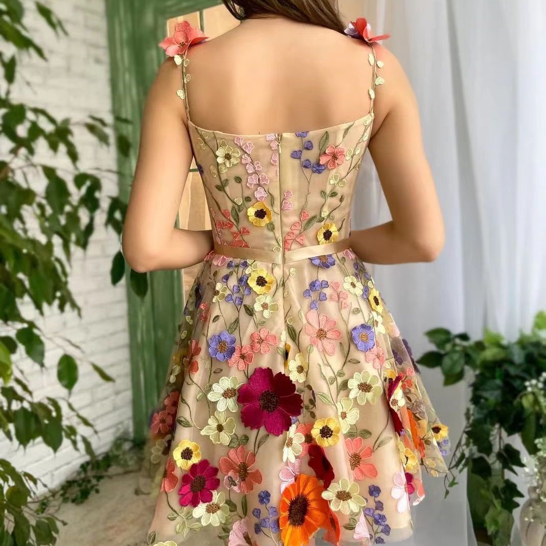 Flower Embroidery Dress Summer For Womens