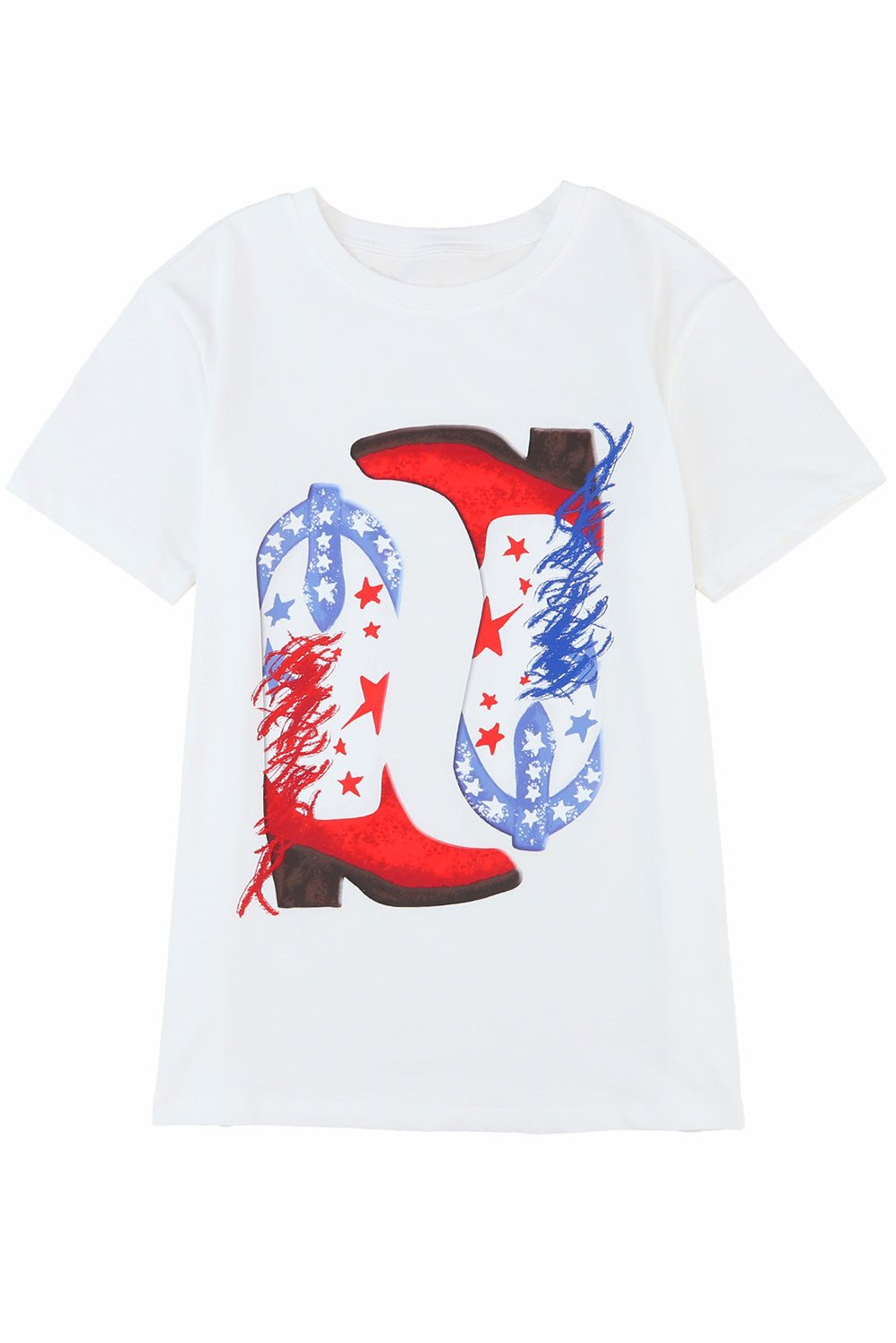 White American Flag Boots Pattern Graphic Tee