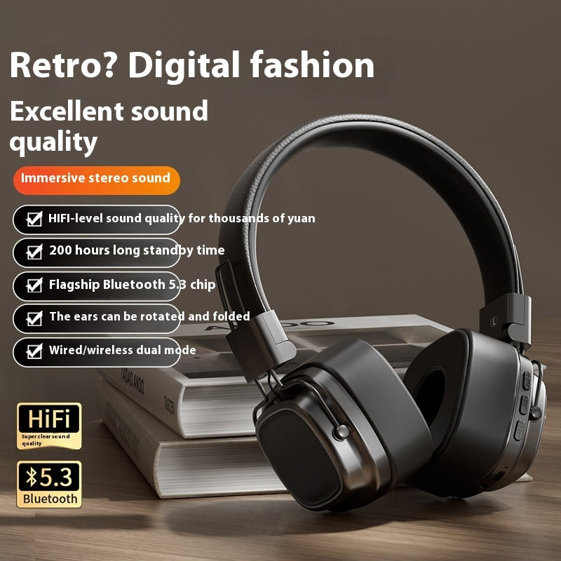 Retro Wireless Bluetooth 5.3 Head-mounted Dynamic Bass Boost Headset