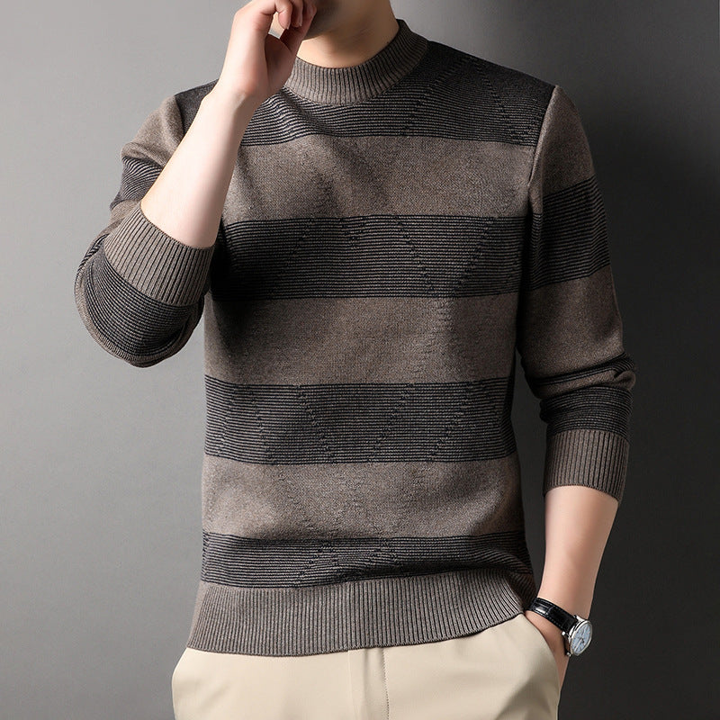 Men's Fashion Colorblock High Round Neck Knitwear Sweater