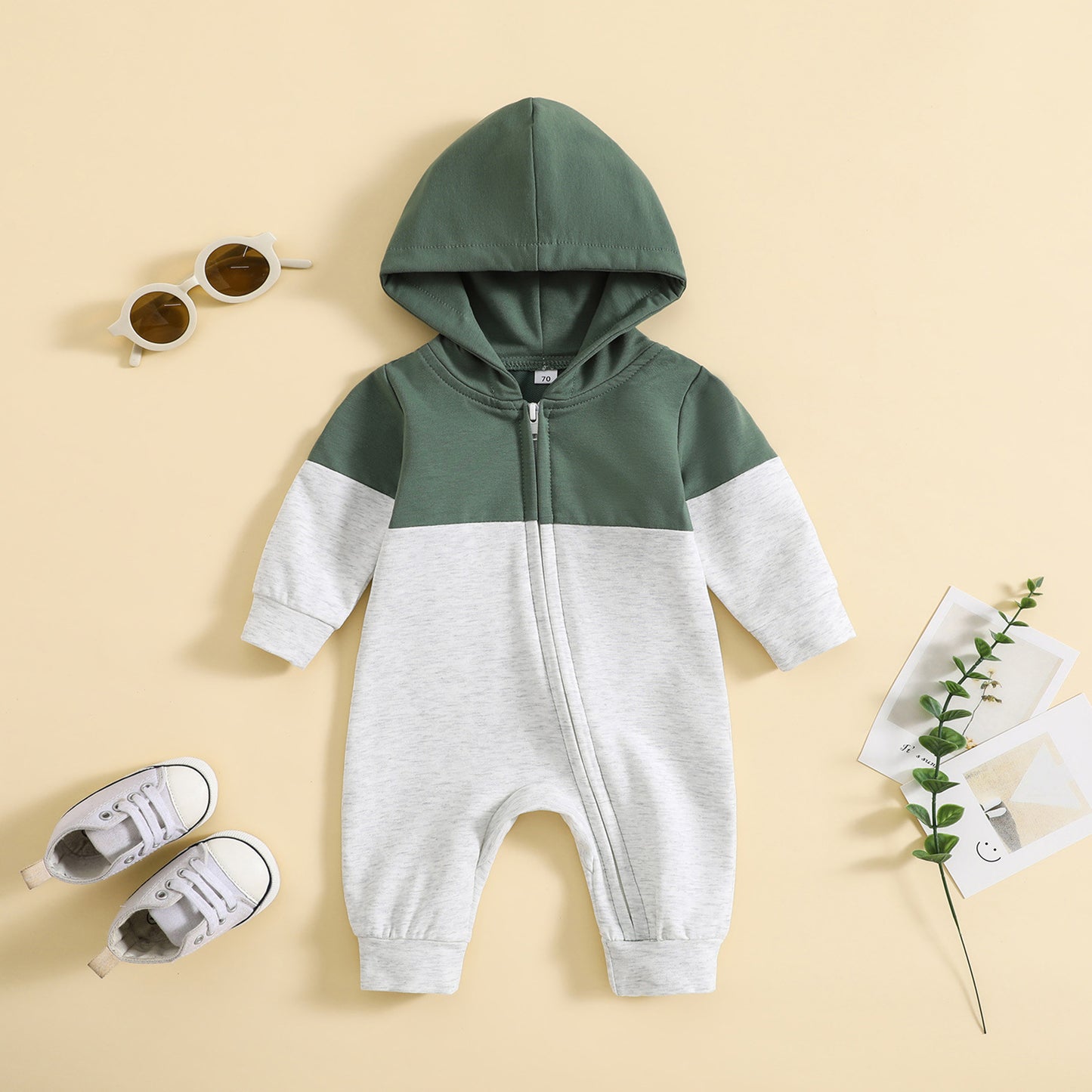 European And American Autumn And Winter Infant Long-sleeved Hooded Zipper Romper