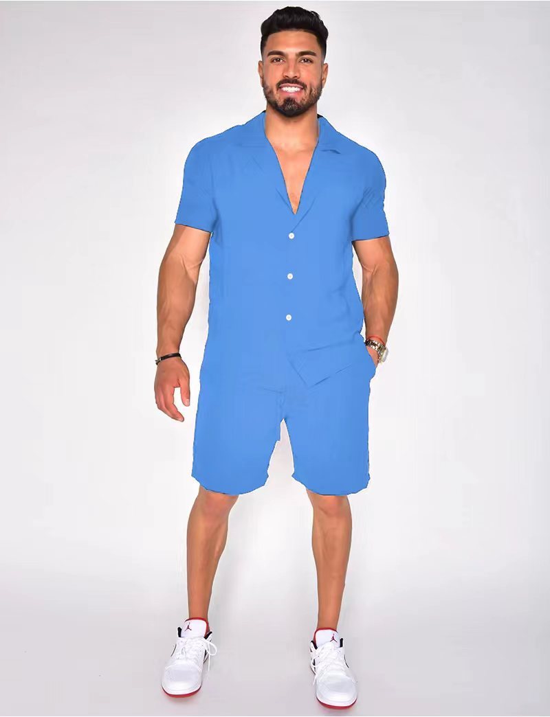 Men's Summer Short Sleeve Shorts Suit