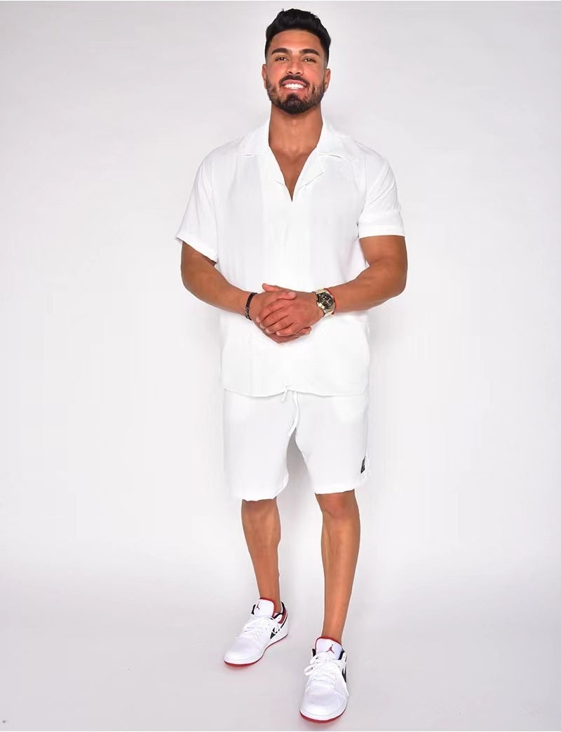 Men's Summer Short Sleeve Shorts Suit