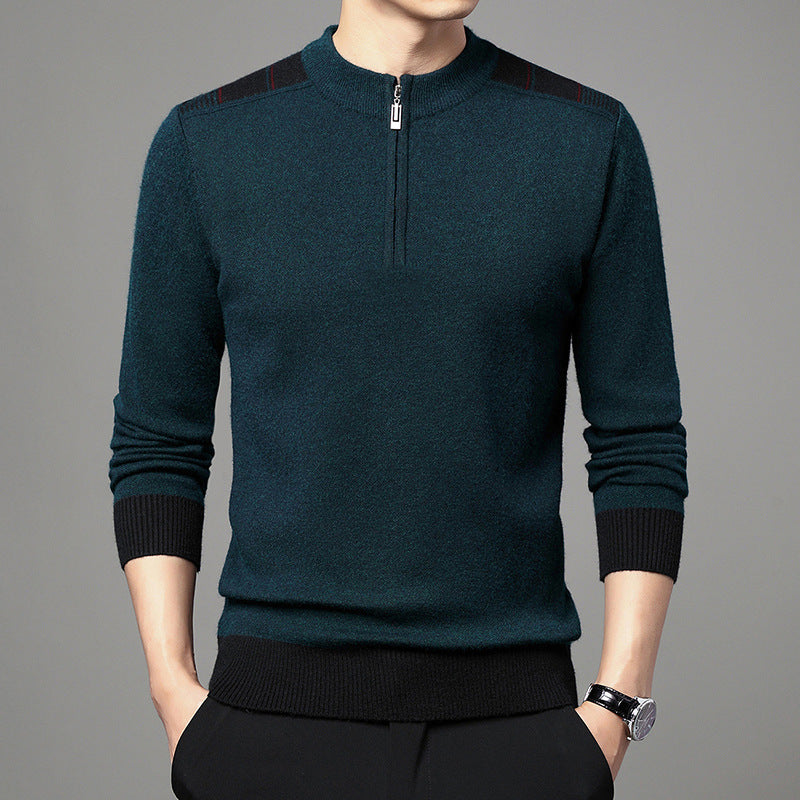 Men's Thickened Knitting Casual Half Zip Sweater